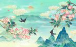 国潮春天插画