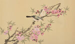 古典桃花飞鸟中式水墨装饰画