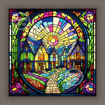教堂蒂凡尼会所彩绘彩晶玻璃图案