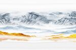 抽象金色山水画