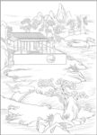 白描古建图 