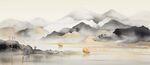 山水画背有靠山装饰画