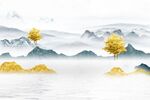 金色山水背景墙
