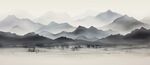 新中式水墨手绘山水画
