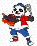 前卫时尚熊猫厨师手绘卡通