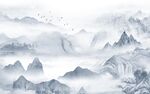 高山流水新中式山水背景墙