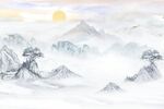 新中式山水背景墙