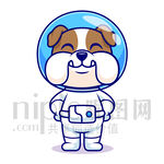 可爱卡通宇航员癞皮狗