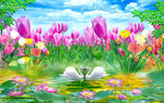 郁金香花朵背景墙