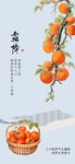 霜降柿子插画二十四节气海报