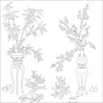 白描花瓶 