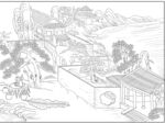 白描古建图 
