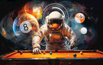 创意宇航员台球桌球壁画背景墙