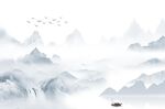 新中式山水背景墙