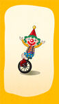 小丑骑单轮车矢量卡通图片