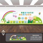 卡通动物幼儿园形象文化墙背景墙