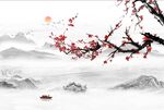 中式梅花山水情