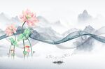 国画荷花山水