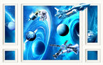 现代唯美宇宙星空3D背景墙