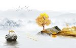 新中式山水背景墙