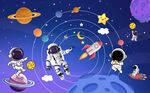 卡通太空宇航员背景墙图片