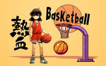 热血卡通篮球壁画背景挂画设计