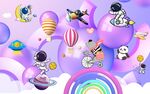 卡通梦幻太空星球宇宙背景墙