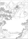 白描古建图 