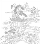 白描古建图 
