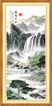 国画江山如画 竖副玄关山水画
