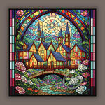 欧陆风情教堂蒂凡尼彩色玻璃图案