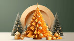金黄纸艺圣诞树造景