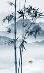 意境水墨竹子山水画