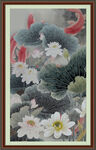 荷花九鱼图 