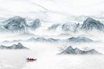 瀑布山水画