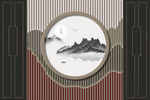 中式木格栅沙发背景