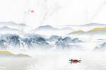 瀑布山水画