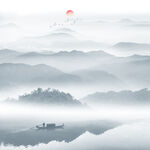 禅意水墨画背景墙