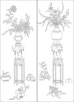 白描花瓶 