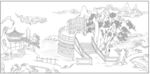 白描古建图 