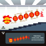 红色物业党建引楼梯间楼道文化墙
