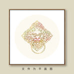 写意新中式装饰画门环