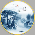 迎客松山水画