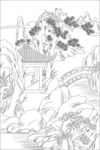 白描古建图