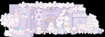 紫色卡通兔子百日周岁宴舞台背景