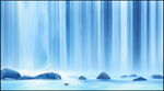 流水瀑布山水画
