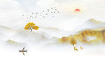 质感 高档山水墙画 TIf分层