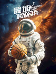 宇航员篮球系列展板壁画挂画设计