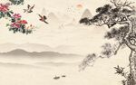 国画山水花鸟背景