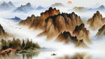 山水画背景墙